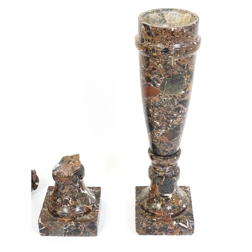 1336 - A marble architectural column / stand of tapering form with squared base. Approx 32