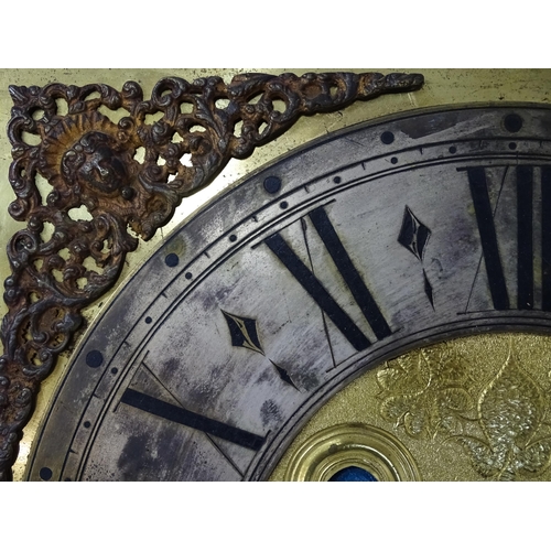 1391A - Henry South : An 18thC oak cased longcase clock, the brass dial with automaton eyes, silvered chapte... 