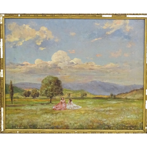 1650 - Arpad Basch (1873-1944), Hungarian School, Oil on canvas, Two young ladies resting in a mountain lan... 