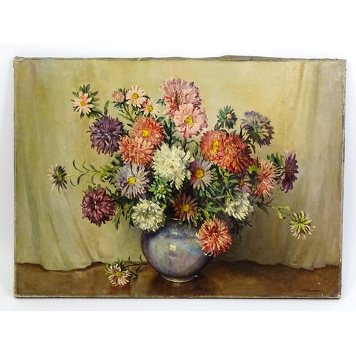 1651 - William Ralph Edward Goodrich (1887-1956), Oil on canvas, A still life study of dahlias and aster fl... 