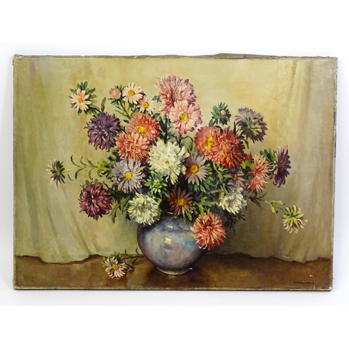 1651 - William Ralph Edward Goodrich (1887-1956), Oil on canvas, A still life study of dahlias and aster fl... 