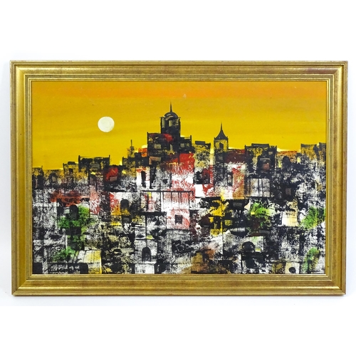 1658 - Severino Lacambra (1918-1985), Philippines School, Cityscape at sunset. Signed lower left, and ascri... 