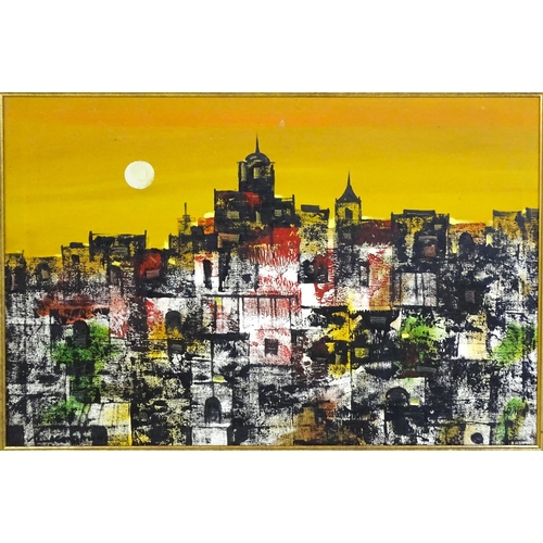 1658 - Severino Lacambra (1918-1985), Philippines School, Cityscape at sunset. Signed lower left, and ascri... 