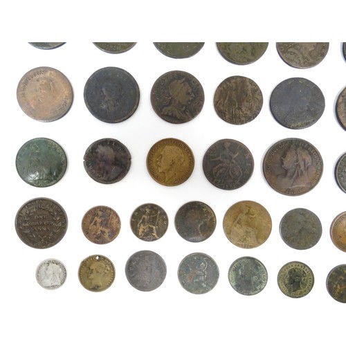 825A - A quantity of assorted George III and later coins to include cartwheel pennies, etc. Together with a... 