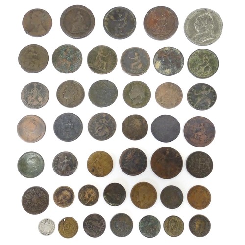 825A - A quantity of assorted George III and later coins to include cartwheel pennies, etc. Together with a... 