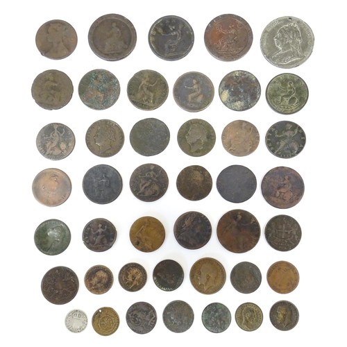 825A - A quantity of assorted George III and later coins to include cartwheel pennies, etc. Together with a... 