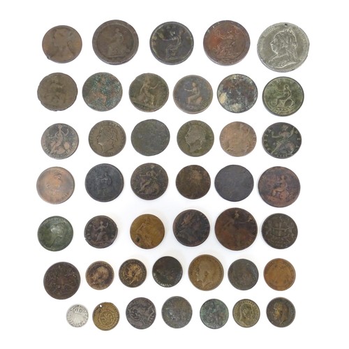 825A - A quantity of assorted George III and later coins to include cartwheel pennies, etc. Together with a... 