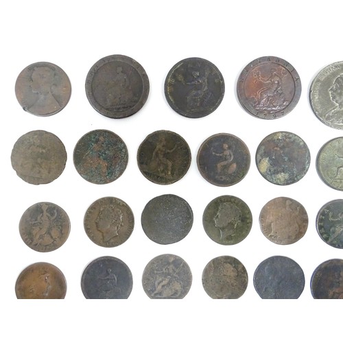 825A - A quantity of assorted George III and later coins to include cartwheel pennies, etc. Together with a... 