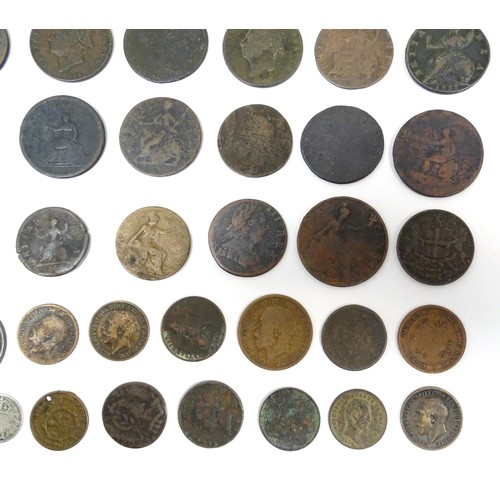 825A - A quantity of assorted George III and later coins to include cartwheel pennies, etc. Together with a... 