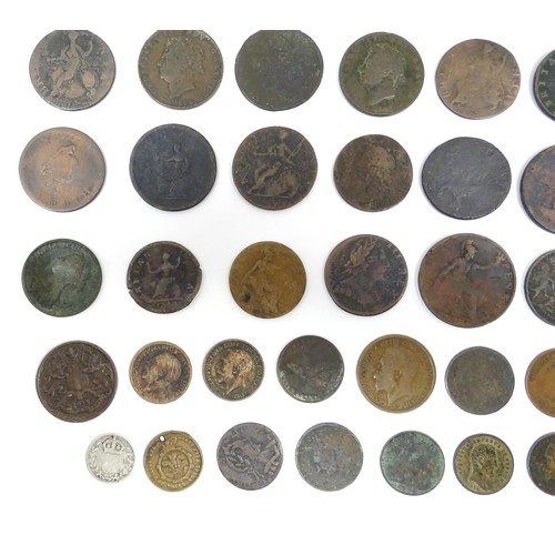 825A - A quantity of assorted George III and later coins to include cartwheel pennies, etc. Together with a... 