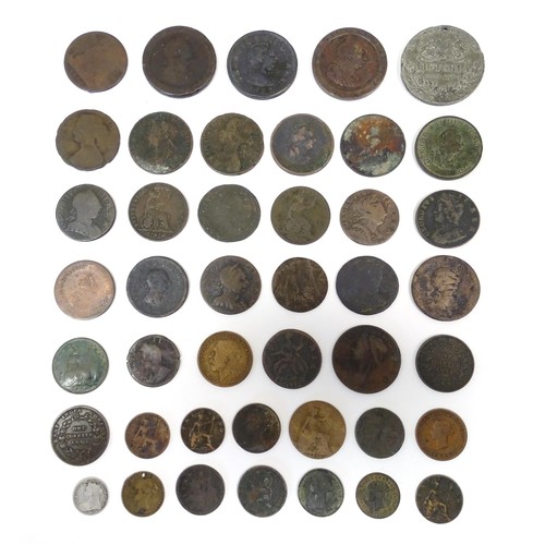 825A - A quantity of assorted George III and later coins to include cartwheel pennies, etc. Together with a... 