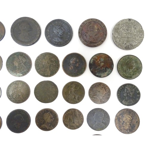 825A - A quantity of assorted George III and later coins to include cartwheel pennies, etc. Together with a... 