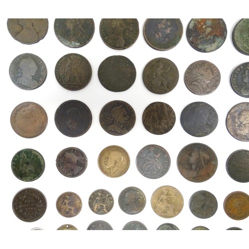 825A - A quantity of assorted George III and later coins to include cartwheel pennies, etc. Together with a... 