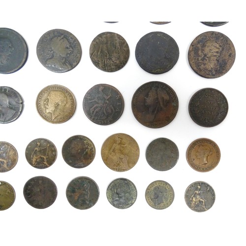 825A - A quantity of assorted George III and later coins to include cartwheel pennies, etc. Together with a... 