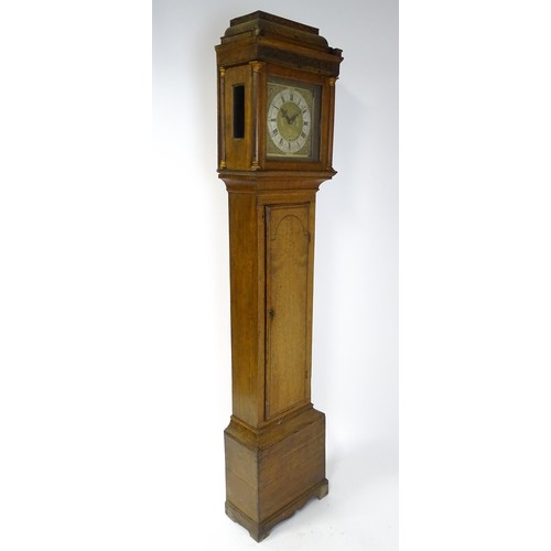 1392A - Thomas Knight of Thaxted : An 18thC oak cased 30 hour longcase clock striking on a bell, the dial ha... 