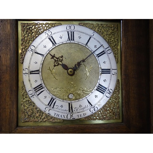 1392A - Thomas Knight of Thaxted : An 18thC oak cased 30 hour longcase clock striking on a bell, the dial ha... 