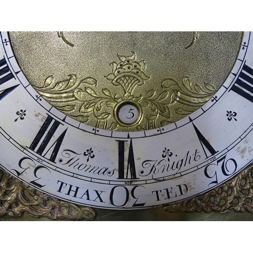 1392A - Thomas Knight of Thaxted : An 18thC oak cased 30 hour longcase clock striking on a bell, the dial ha... 