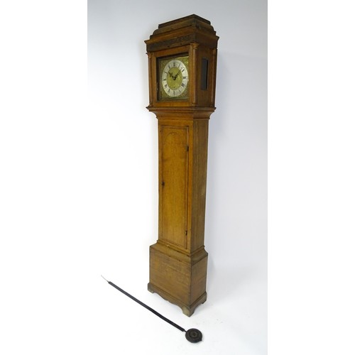 1392A - Thomas Knight of Thaxted : An 18thC oak cased 30 hour longcase clock striking on a bell, the dial ha... 