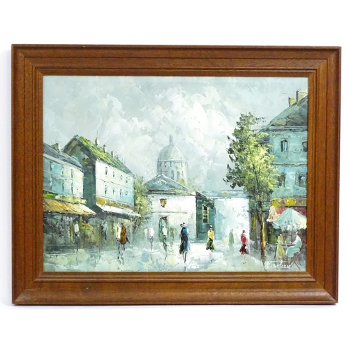 1662 - Manner of Caroline Burnett, 20th century, Oil on canvas, A Parisian street scene with figures. Signe... 