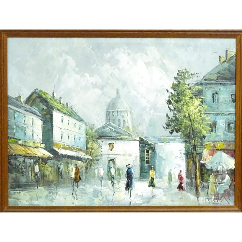 1662 - Manner of Caroline Burnett, 20th century, Oil on canvas, A Parisian street scene with figures. Signe... 