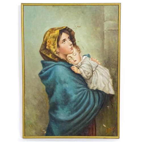 1663 - A. Pobletc, 20th century, Continental School, Oil on canvas, A portrait of mother and child. Signed ... 