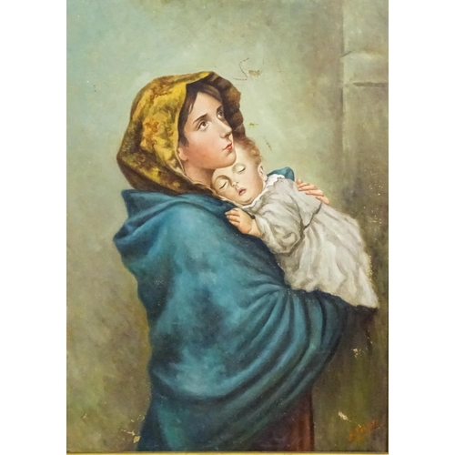 1663 - A. Pobletc, 20th century, Continental School, Oil on canvas, A portrait of mother and child. Signed ... 