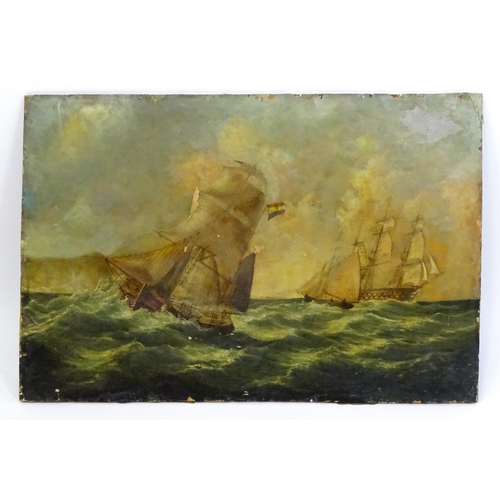 1667 - Follower of Richard Parkes Bonington (1802-1828), Marine School, Oil on board, Clipper ships off the... 