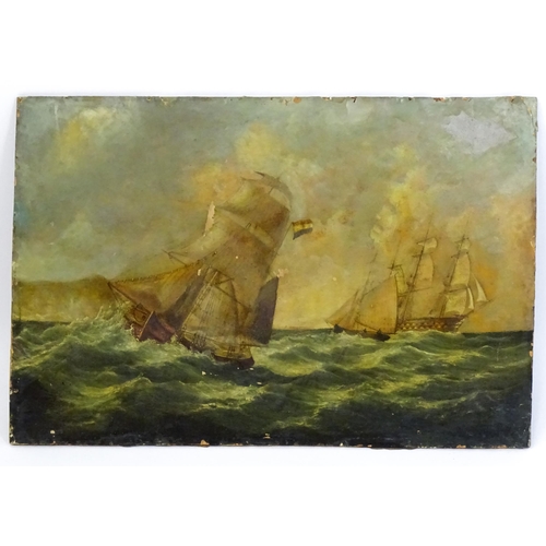 1667 - Follower of Richard Parkes Bonington (1802-1828), Marine School, Oil on board, Clipper ships off the... 