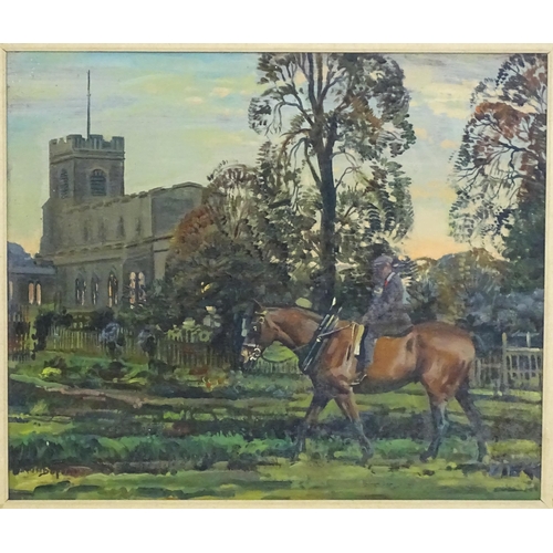 1669 - Richard John Munro Dupont (1920-1977), Oil on board, A village scene with a man on horseback with ch... 