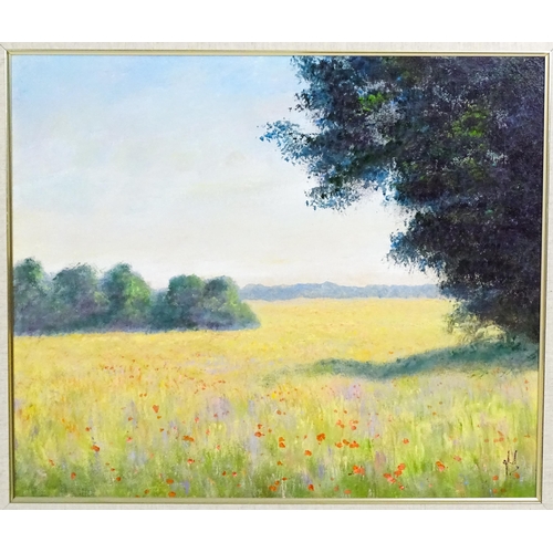 1677 - 20th century, Impressionist School, Oil on board, Meadow with wild flowers. Signed with indistinct m... 