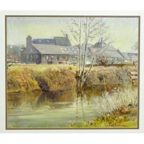 1680 - Peter Walbourn (1910-2002), Oil on board, A river scene with buildings beyond. Signed lower right. A... 