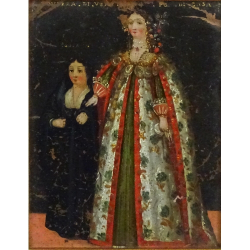 1689 - 18th century, Italian School, Oil on copper, A portrait of a young noble lady wearing an elaborate g... 