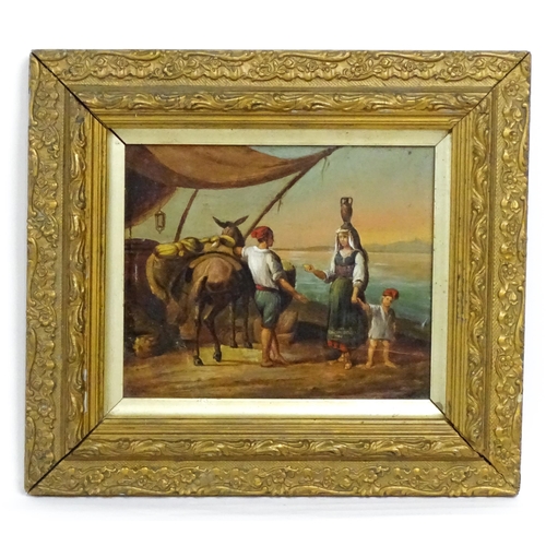 1693 - Late 19th / early 20th century, Italian School, Oil on copper, A Naples coastal scene with a fruit s... 