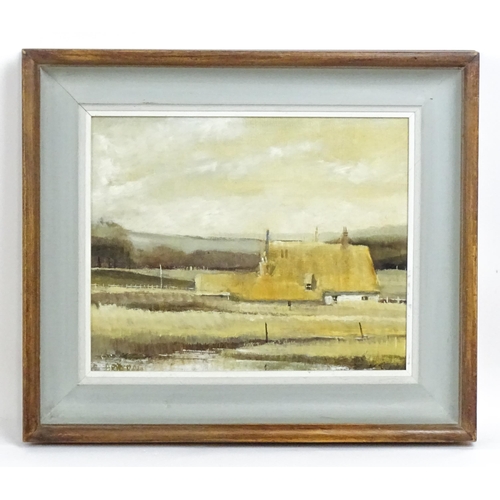 1695 - Brian Ryder (b. 1944), East Anglian School, Oil on board, Thatched Cottage. Signed lower left and as... 