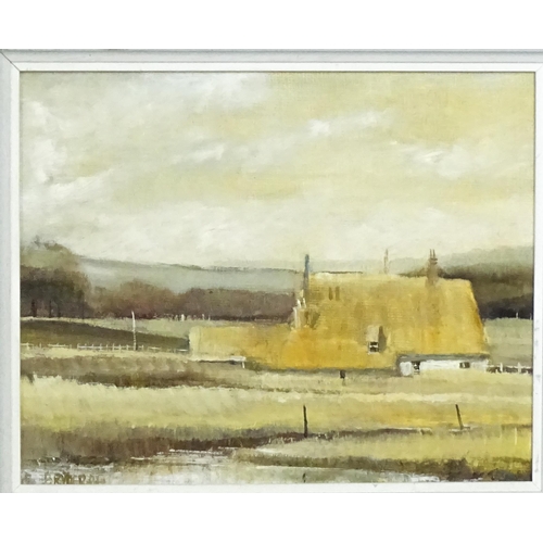 1695 - Brian Ryder (b. 1944), East Anglian School, Oil on board, Thatched Cottage. Signed lower left and as... 