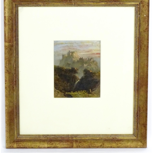 1696 - Early 20th century, Oil on paper, A pair of Continental landscape scenes with figures and mountains.... 