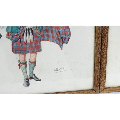 1750 - Early 20th century, Scottish School, Watercolours, A set of five watercolours depicting Clans of the... 