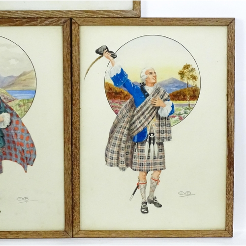 1750 - Early 20th century, Scottish School, Watercolours, A set of five watercolours depicting Clans of the... 