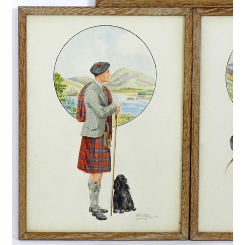 1750 - Early 20th century, Scottish School, Watercolours, A set of five watercolours depicting Clans of the... 