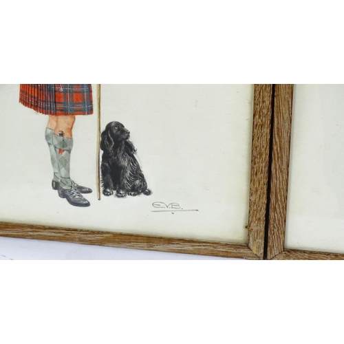 1750 - Early 20th century, Scottish School, Watercolours, A set of five watercolours depicting Clans of the... 