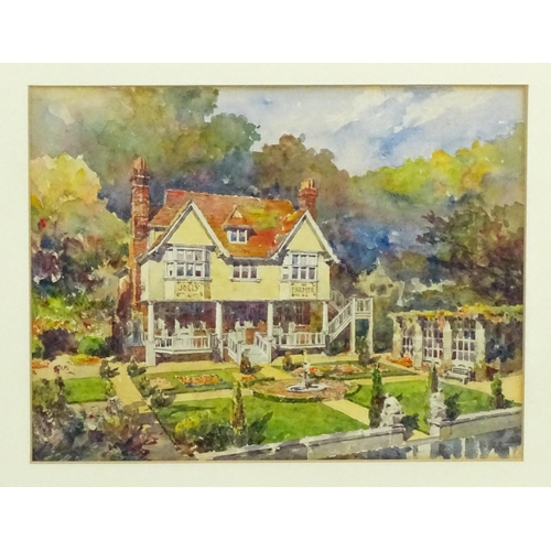 1755 - Manner of Leonard Russell Squirrell (1893-1979), Watercolour, The Jolly Farmer, A country house with... 