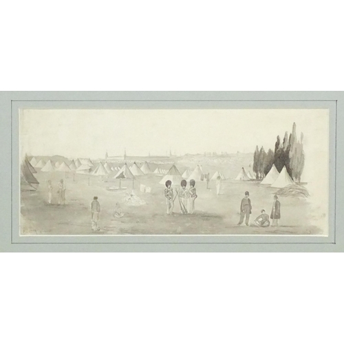 1757 - 19th century, Continental / Turkish School, Pencil and wash watercolour, An army camp at Scutari on ... 