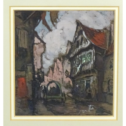 1762 - Alexander Charles Robinson (1867-1952), American School, Watercolour, Sketch in Bruges, A street sce... 