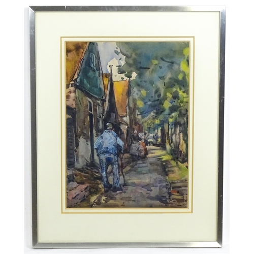 1767 - Alexander Charles Robinson (1867-1952), American School, Watercolour, A Continental street scene wit... 