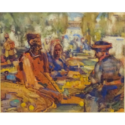 1768 - Alexander Charles Robinson (1867-1952), American School, Watercolour, An African street bazaar / mar... 