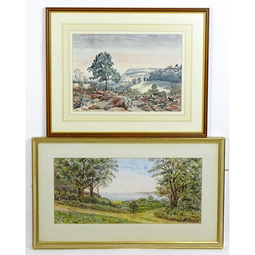 1785 - F. Purssord, 20th century, Watercolour, A wooded scene with coast beyond. Signed and dated 1958 lowe... 