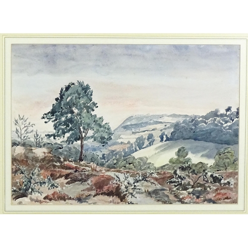 1785 - F. Purssord, 20th century, Watercolour, A wooded scene with coast beyond. Signed and dated 1958 lowe... 