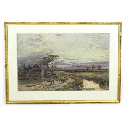 1789 - Charles Frederick Allbon (1856-1926), Watercolour, Evening near Finchley after a shower. Signed lowe... 