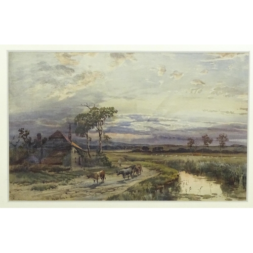 1789 - Charles Frederick Allbon (1856-1926), Watercolour, Evening near Finchley after a shower. Signed lowe... 