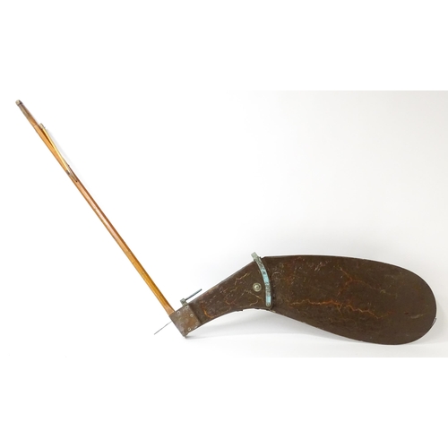 1092 - Nautical / Maritime Interest: a large early 20thC boat rudder and tiller, constructed from hardwood ... 